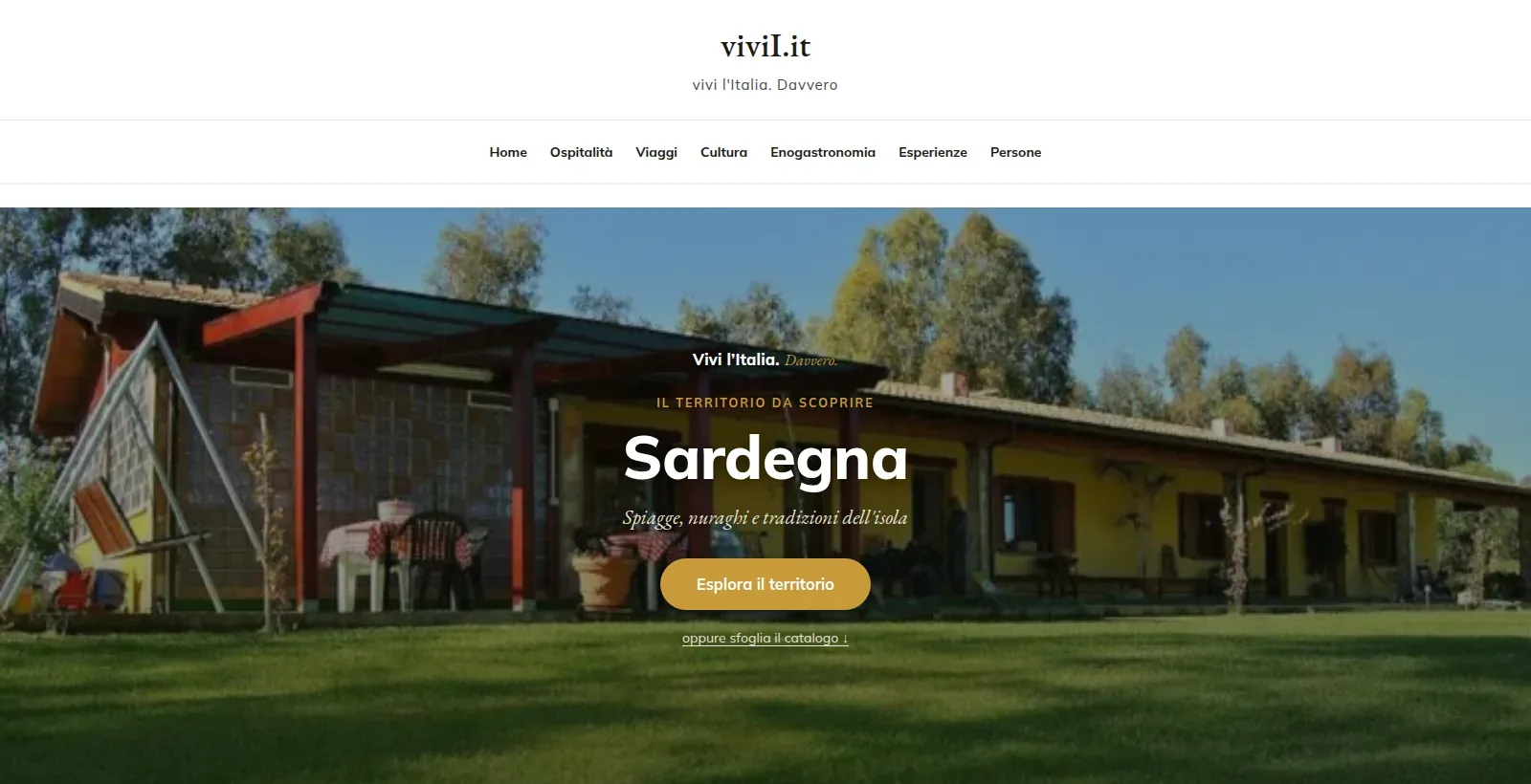 Home page di vivii.it, portale turistico realizzato da EYESWEB